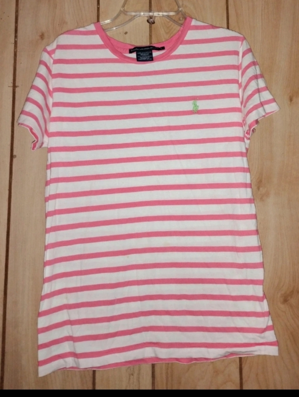 Polo by Ralph Lauren Pink and White Striped Short Sleeve Tee